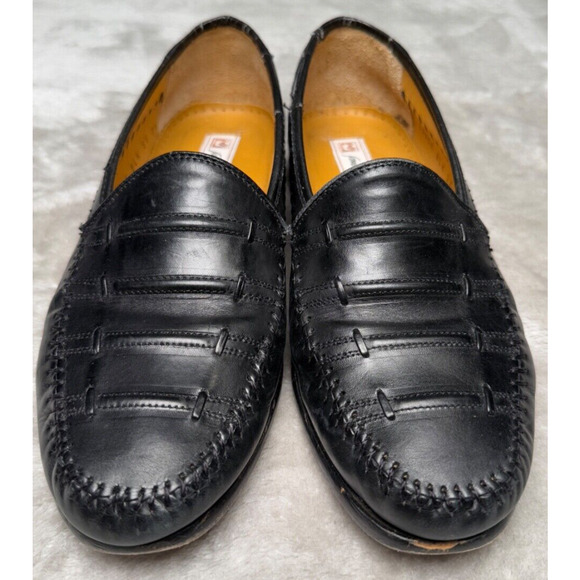 Sandro Moscoloni Lance Black Leather Slip On Loafers Mens US 7.5 Made In Spain - Picture 2 of 6